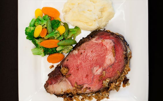 Food service menu item: Blue Cheese Crusted Prime Rib