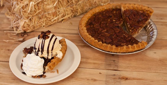 Food service menu item: Pecan Pie with Cinnamon Ice Cream