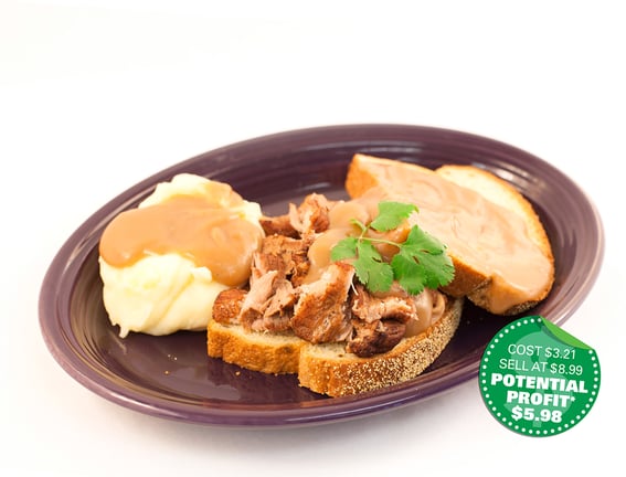 Food service recipe: Open Face Pork Sandwich